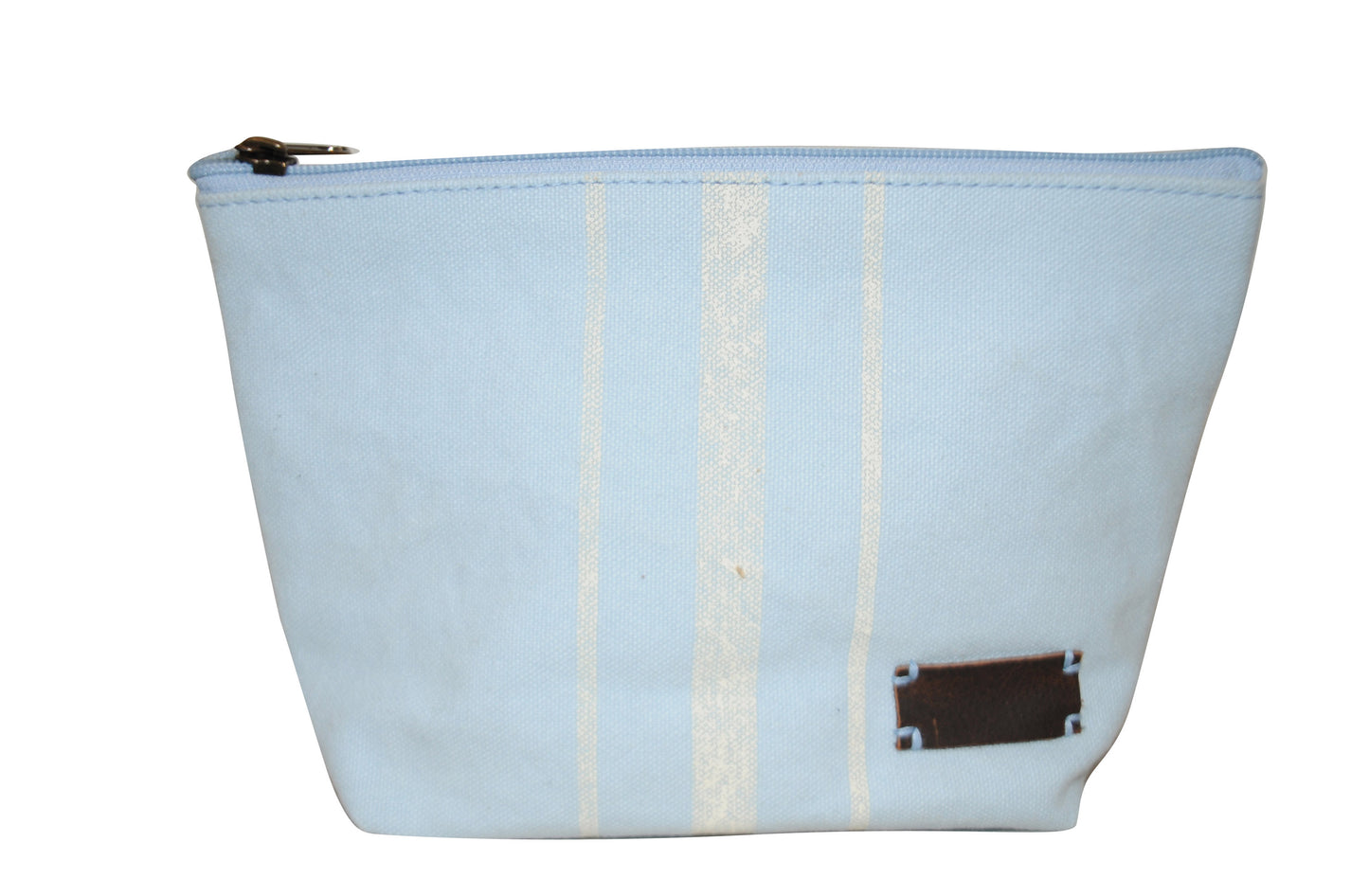 Pale Blue Washed Cotton Cosmetic Bag