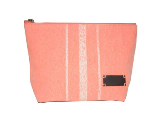 Pale Peach Washed Cotton Cosmetic Bag