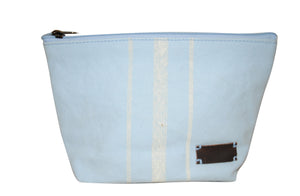 Light blue washed cotton bag 18x15 cm