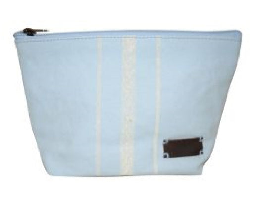 Pale Blue Washed Cotton Cosmetic Bag
