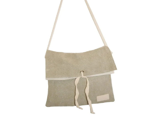 Grey cotton shoulder bag