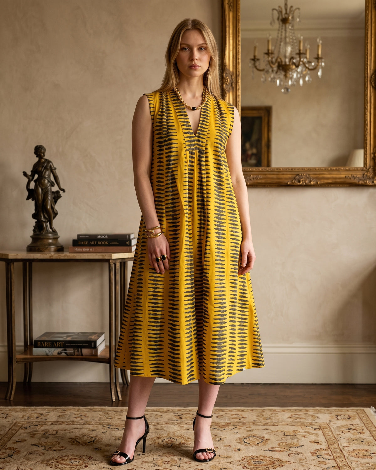 Marsha Sleeveless Dress in Golden Turmeric - L/XL