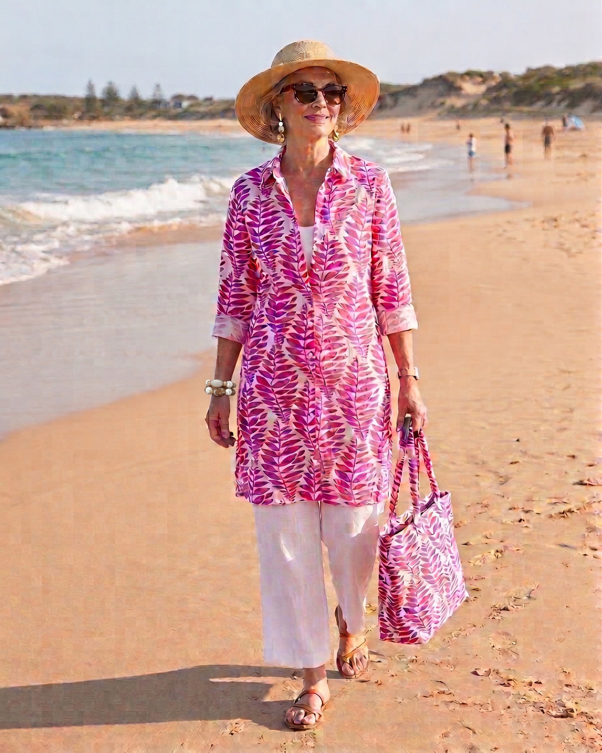 Kerala Fern Tunic Shirt Dress in Fuchsia - S/M