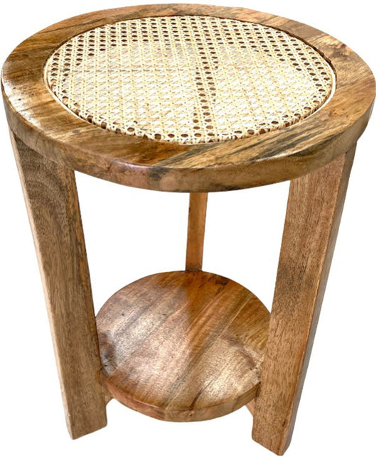 Wood & Cane Side Table