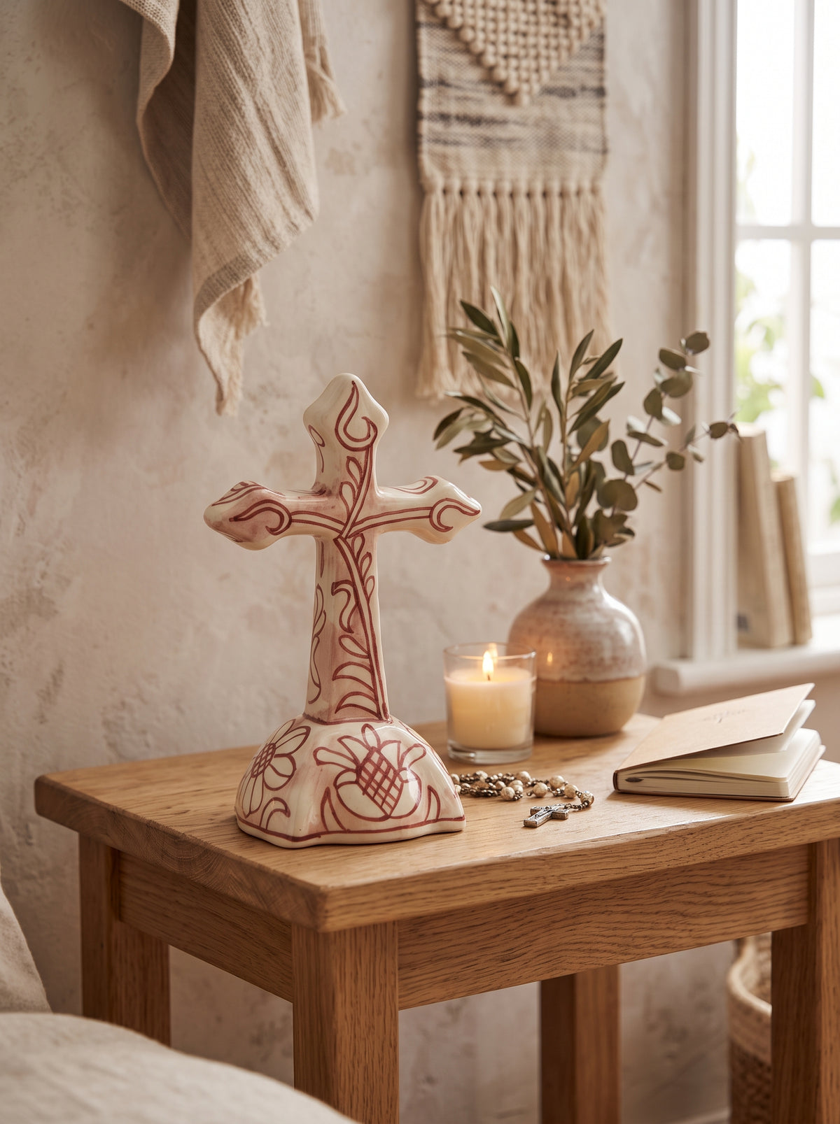 Terracotta Talavera Cross