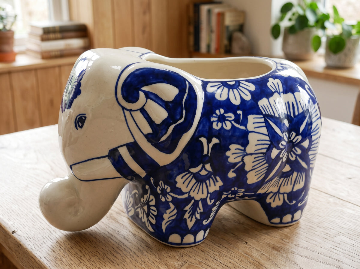 Jaipur Passion Flower Elephant Planter – Large