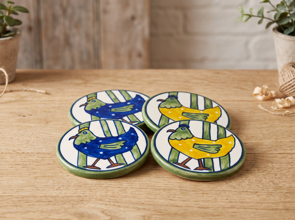 Meadow Hens Coaster Set