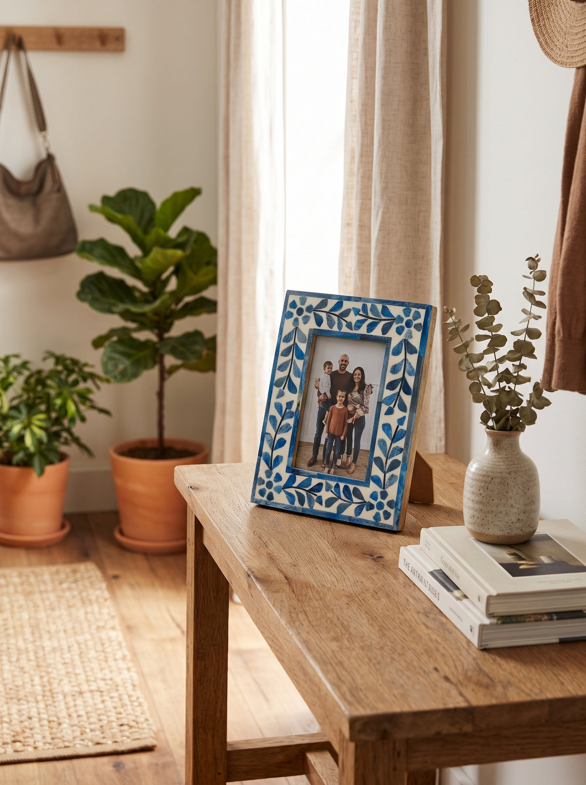 Indigo Jaipur Tendril Frame with Bone Inlay