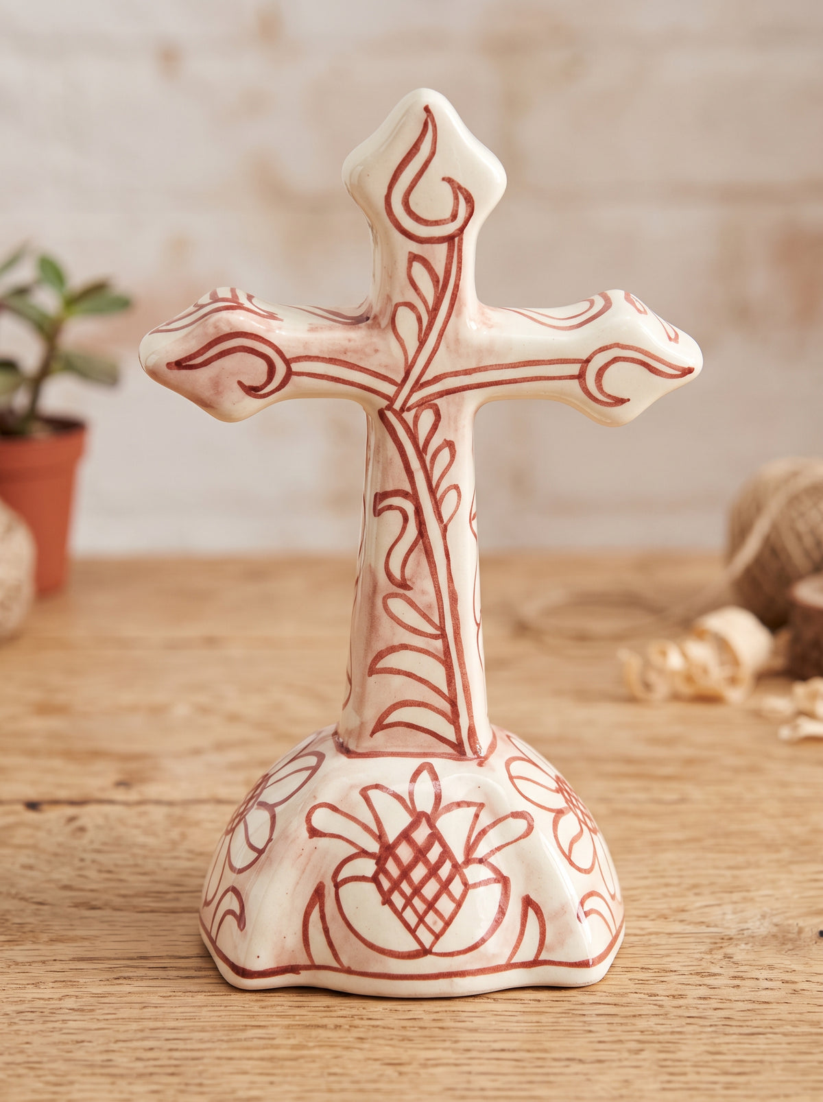 Terracotta Talavera Cross