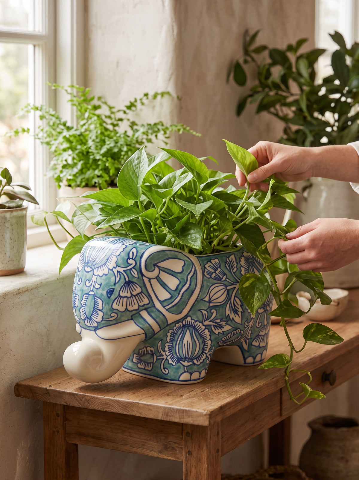 Jaipur Lotus Elephant Planter - Large