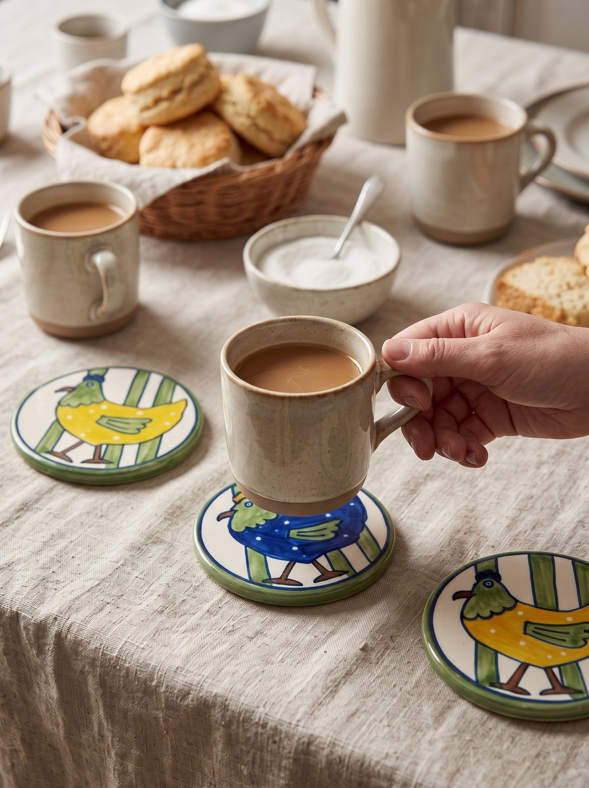 Meadow Hens Coaster Set