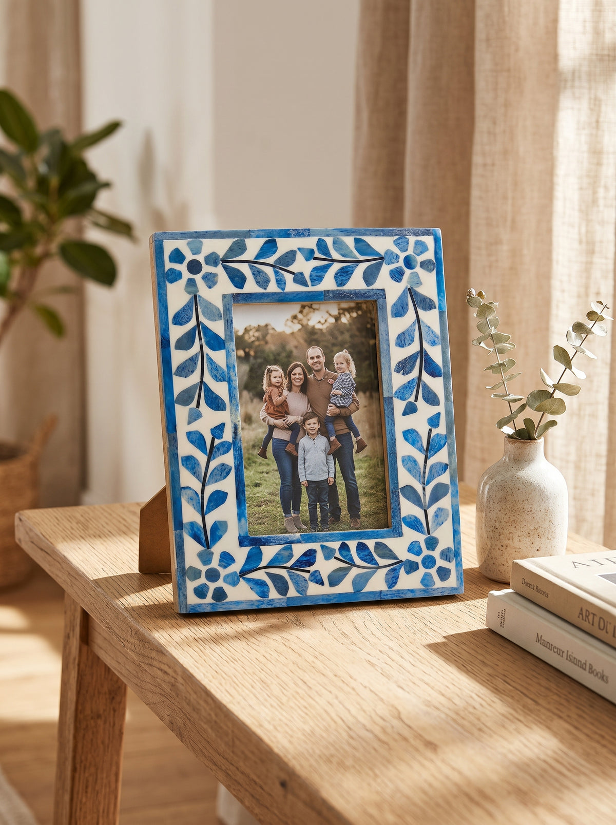 Indigo Jaipur Tendril Frame with Bone Inlay