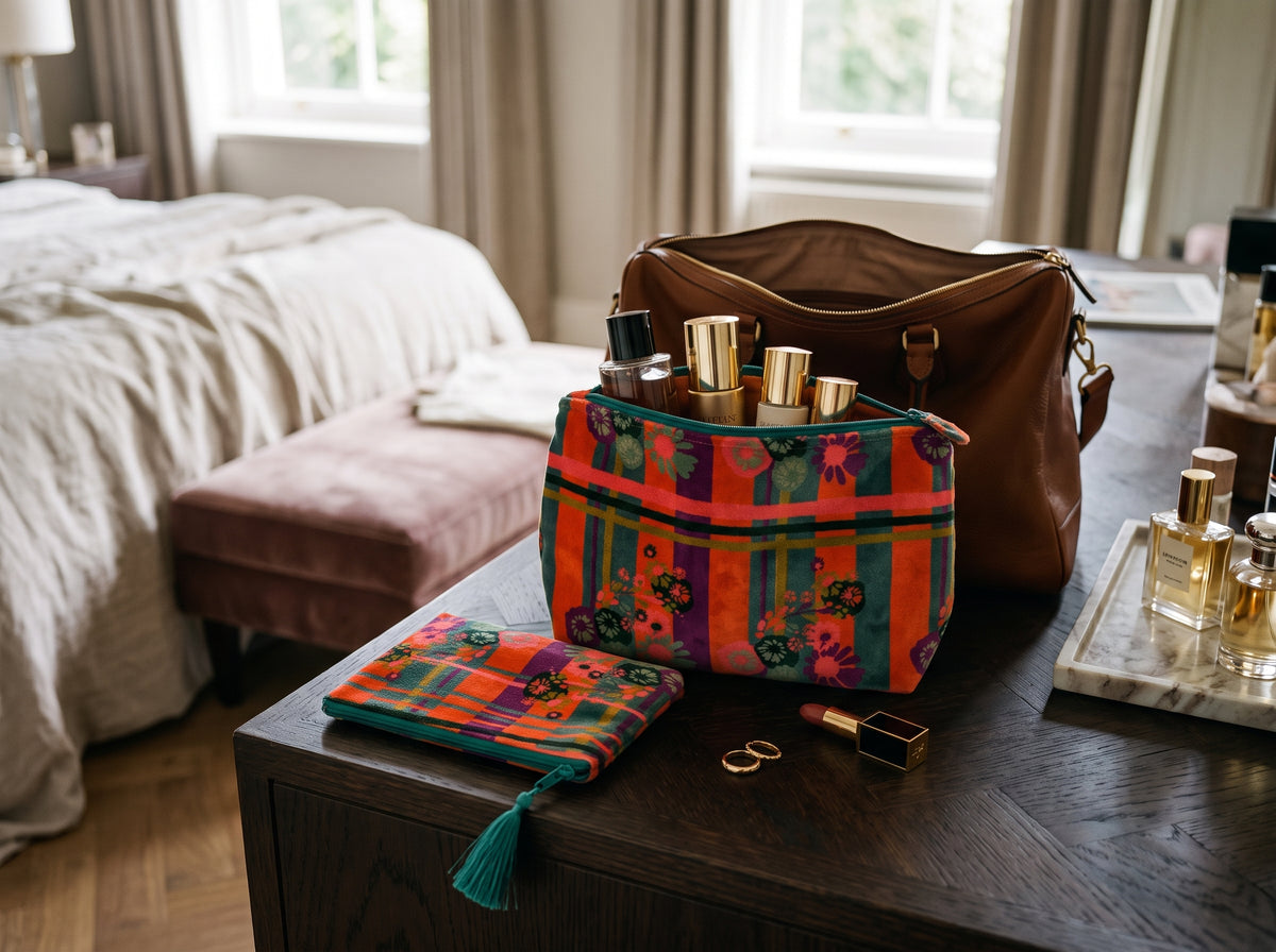 Set of 2 Eclectic Retro Velvet Pouches