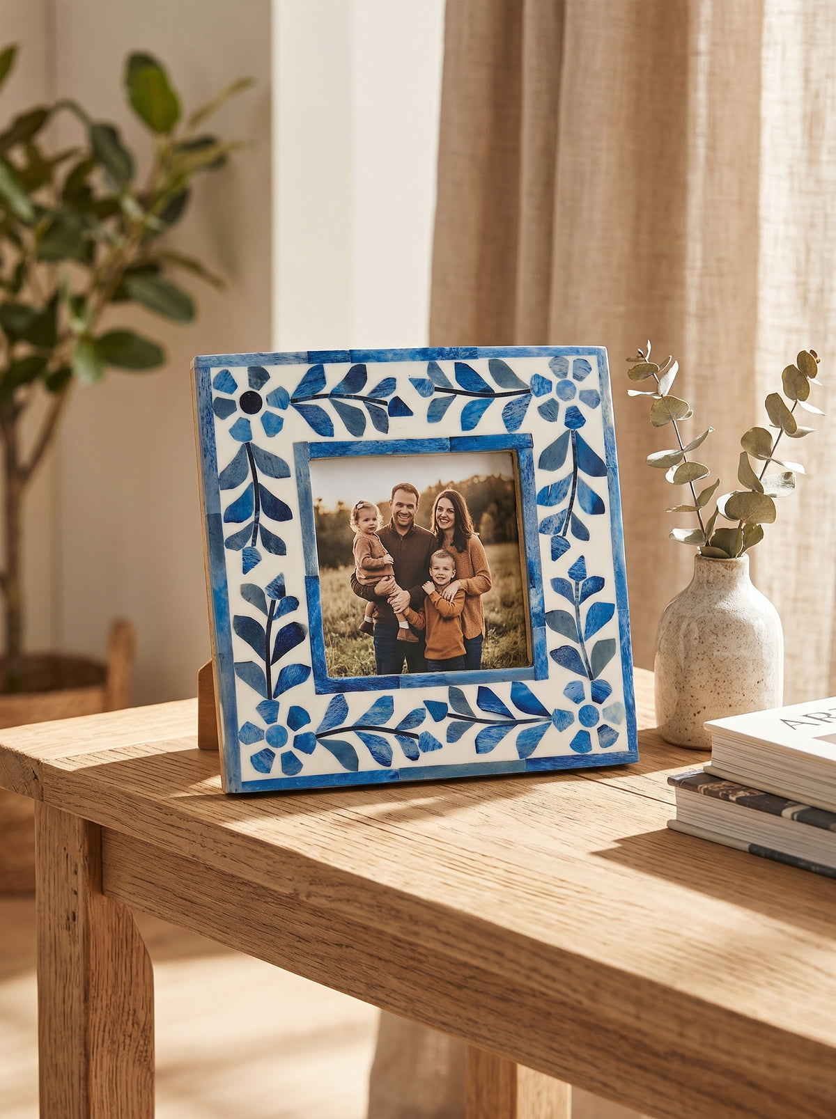 Indigo Jaipur Tendril Square Frame with Bone Inlay