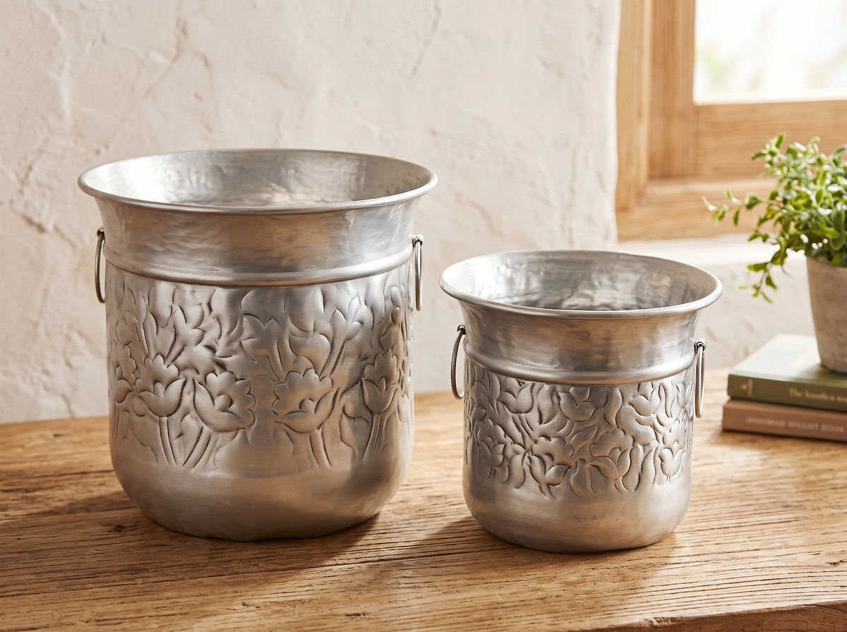 Naksha Silver Tulip Planter Set