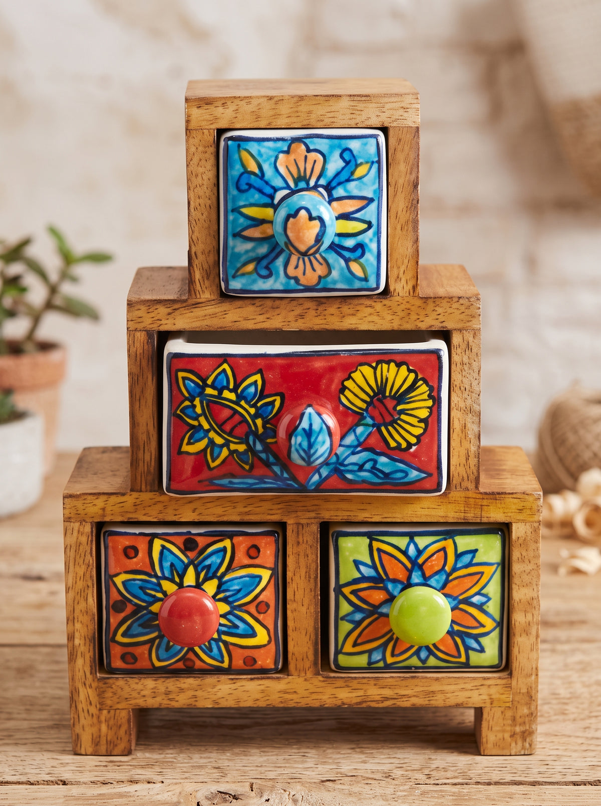 Oaxaca Folk Art Ceramic Pyramid Chest