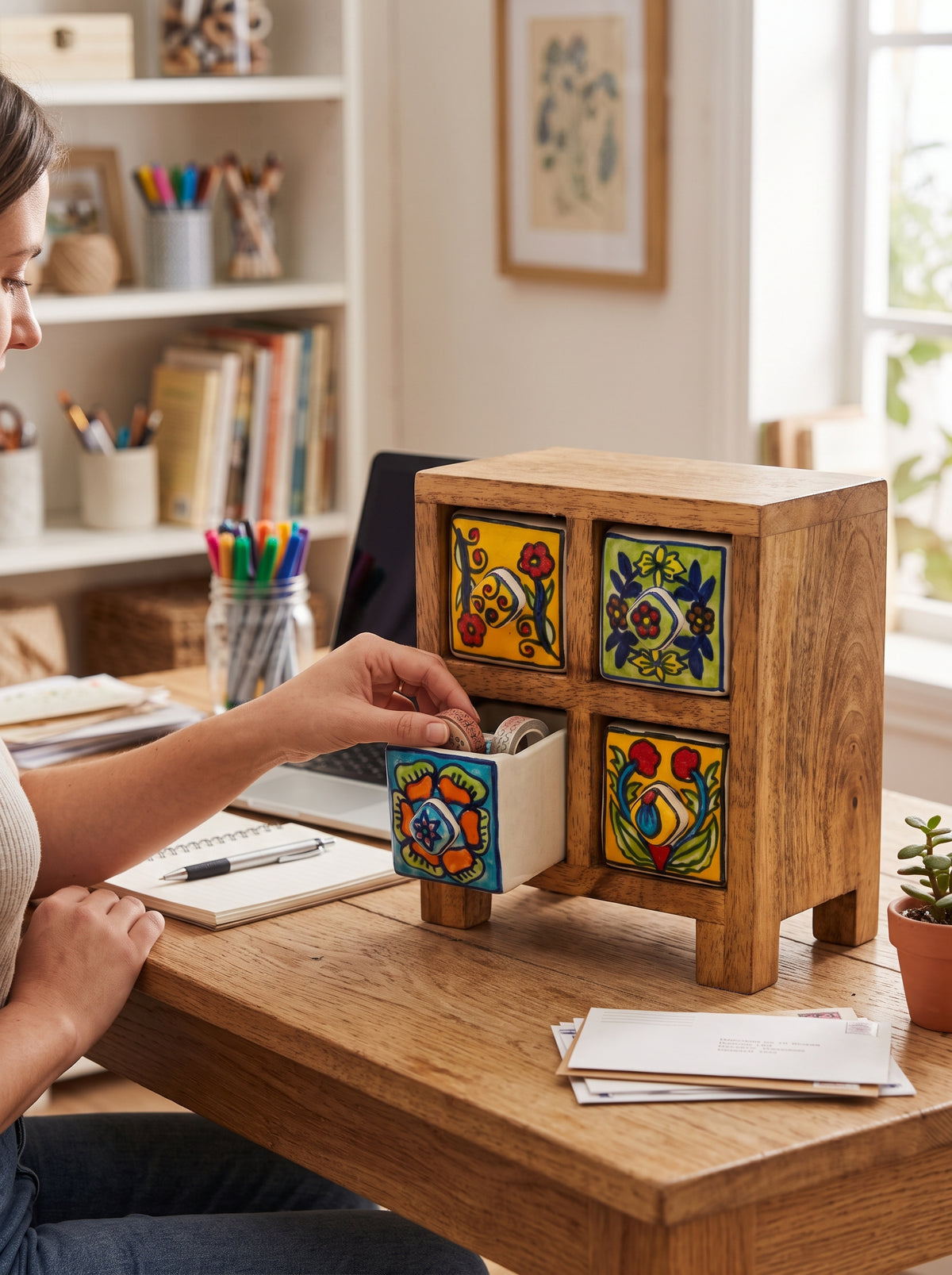 Oaxaca Folk Art Ceramic Square Chest