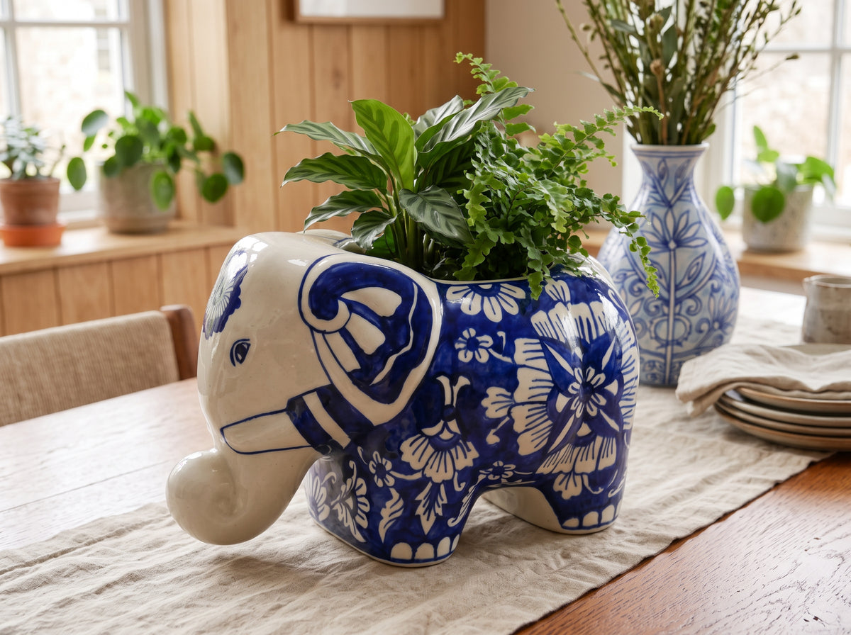 Jaipur Passion Flower Elephant Planter – Large