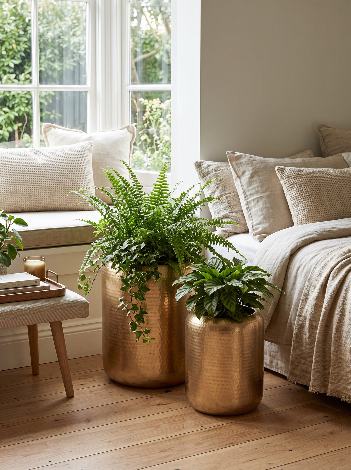Kansa Hammered Brass Planter Set