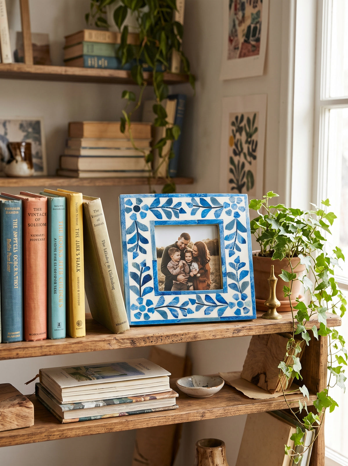 Indigo Jaipur Tendril Square Frame with Bone Inlay