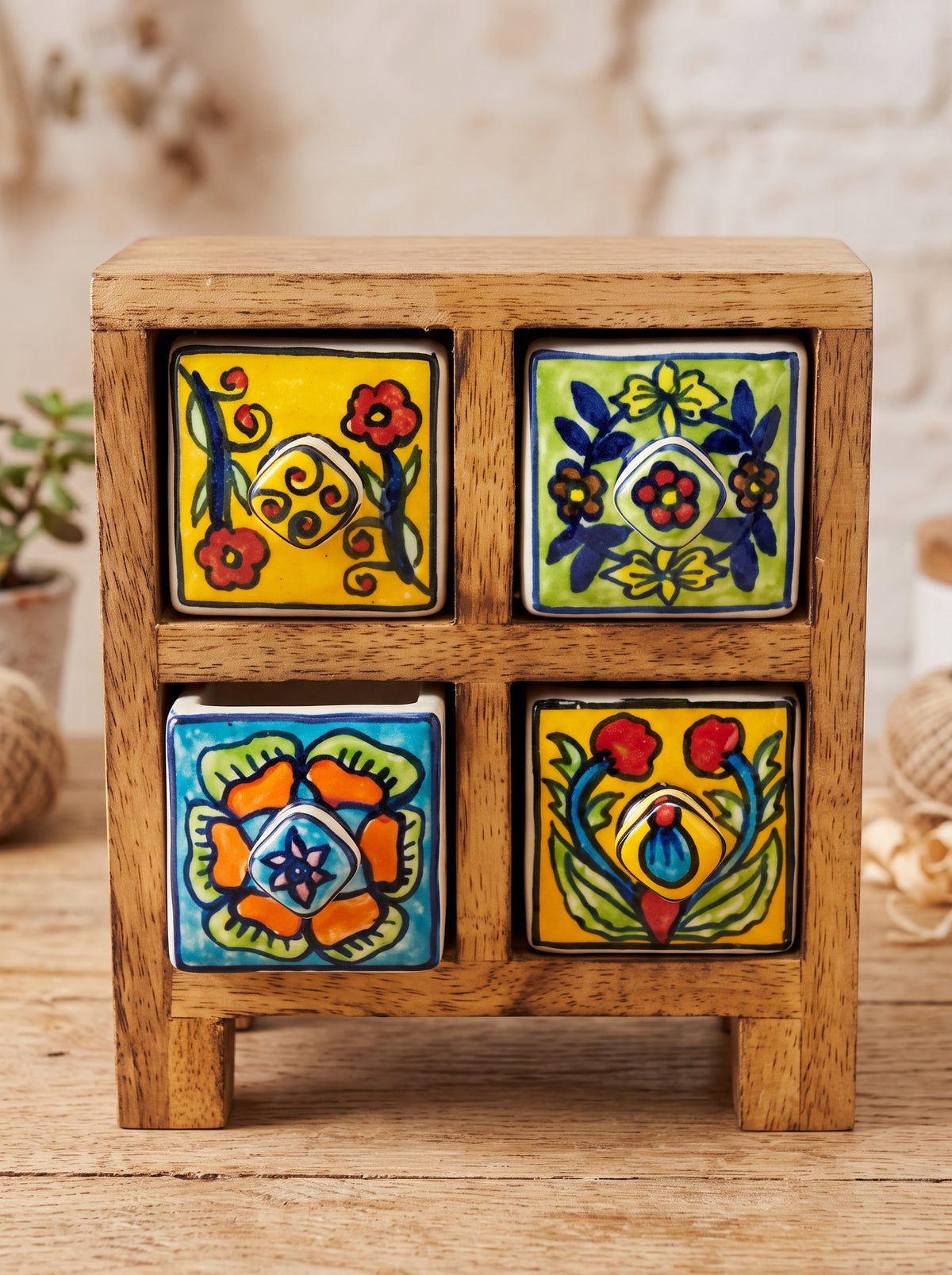Oaxaca Folk Art Ceramic Square Chest