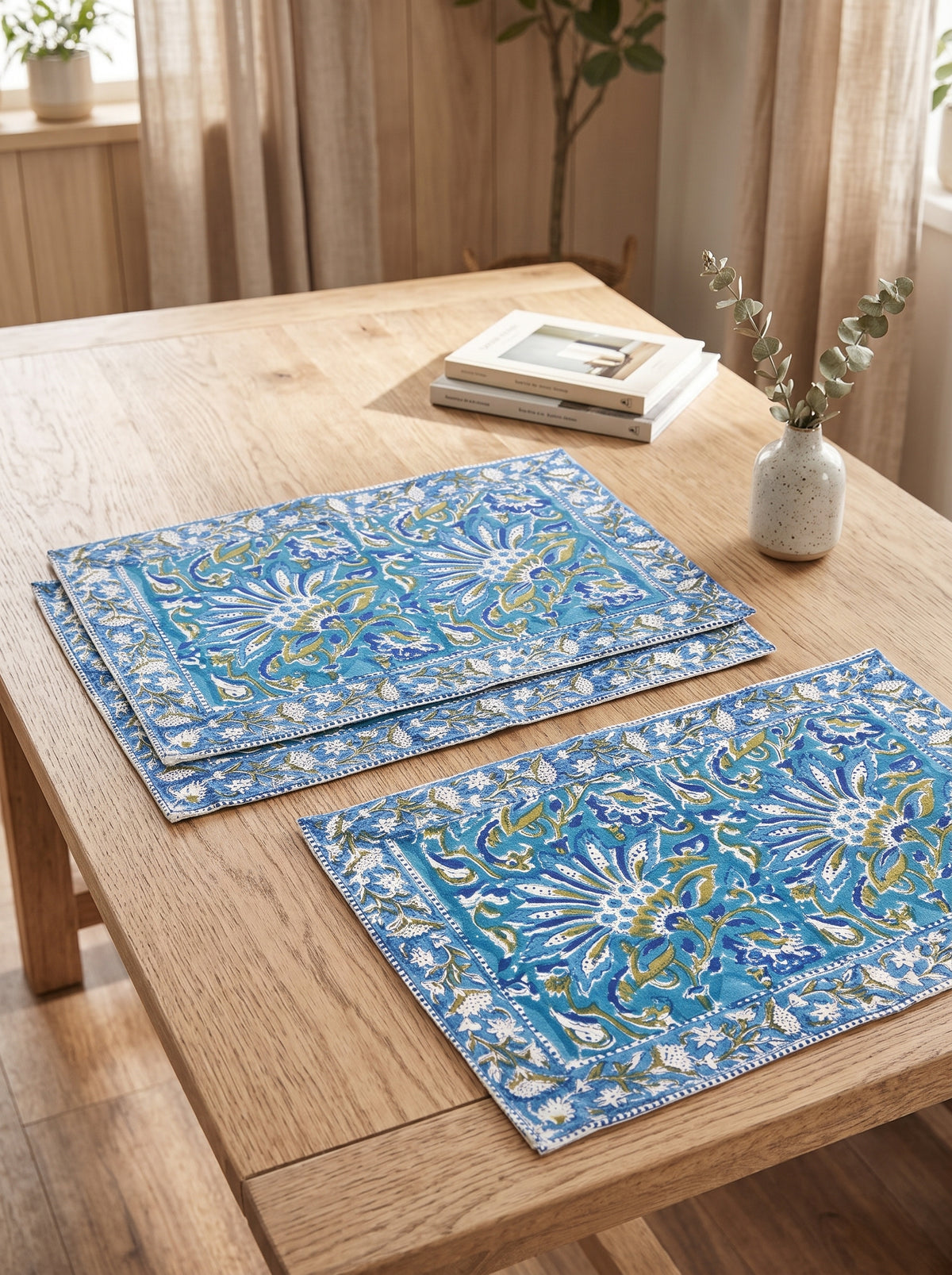 Royal Azure Block Printed Placemat Set