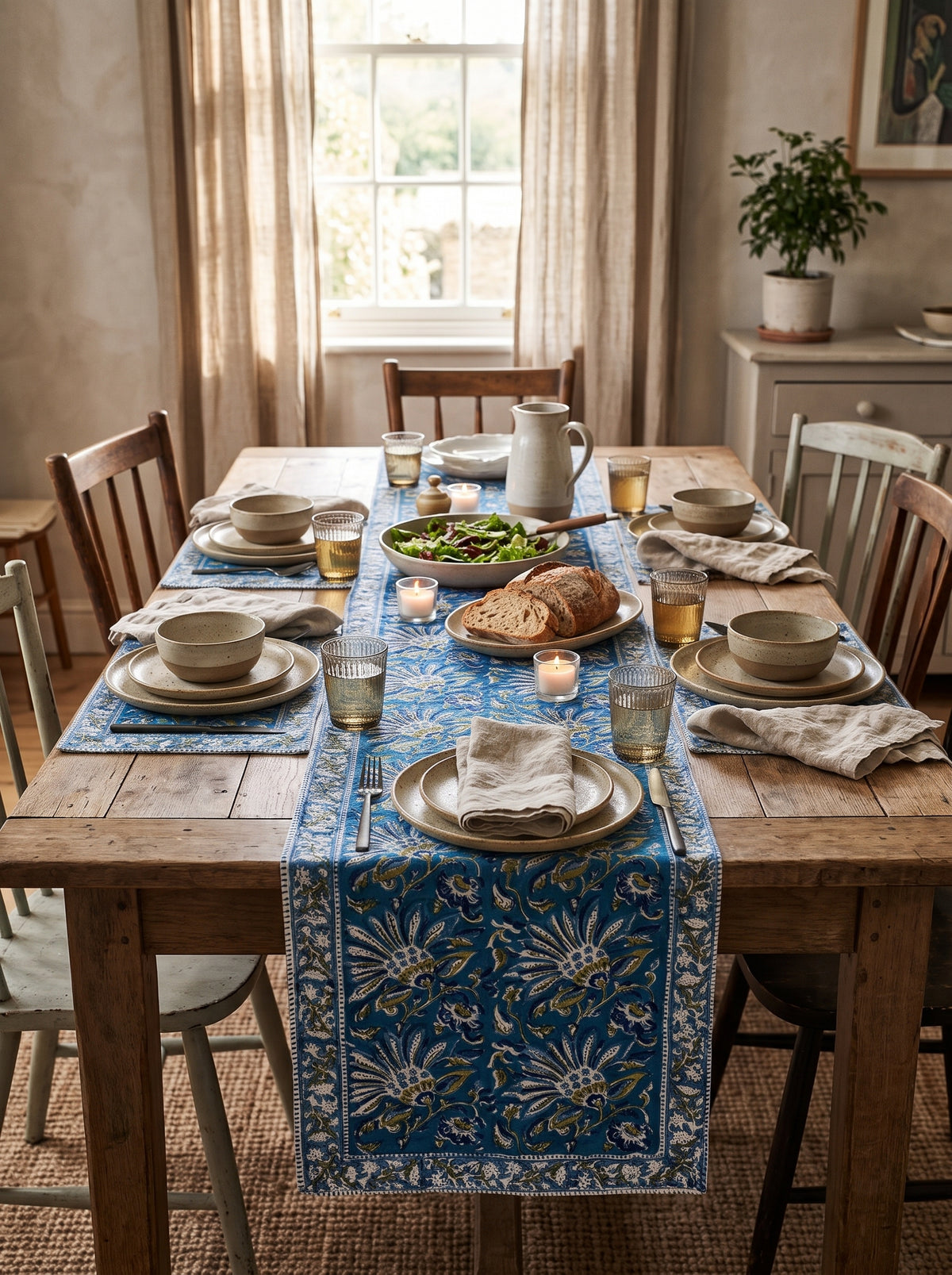 Royal Azure Block Printed Placemat Set