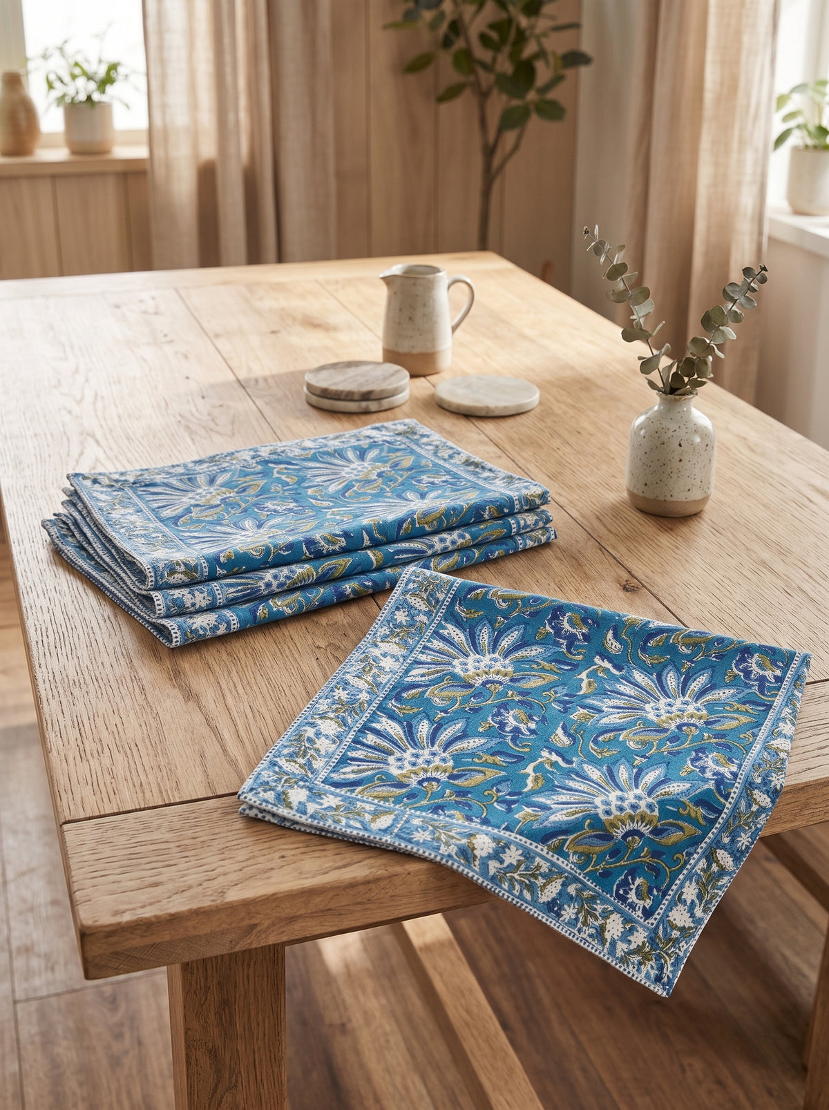 Royal Azure Block Printed Napkin Set