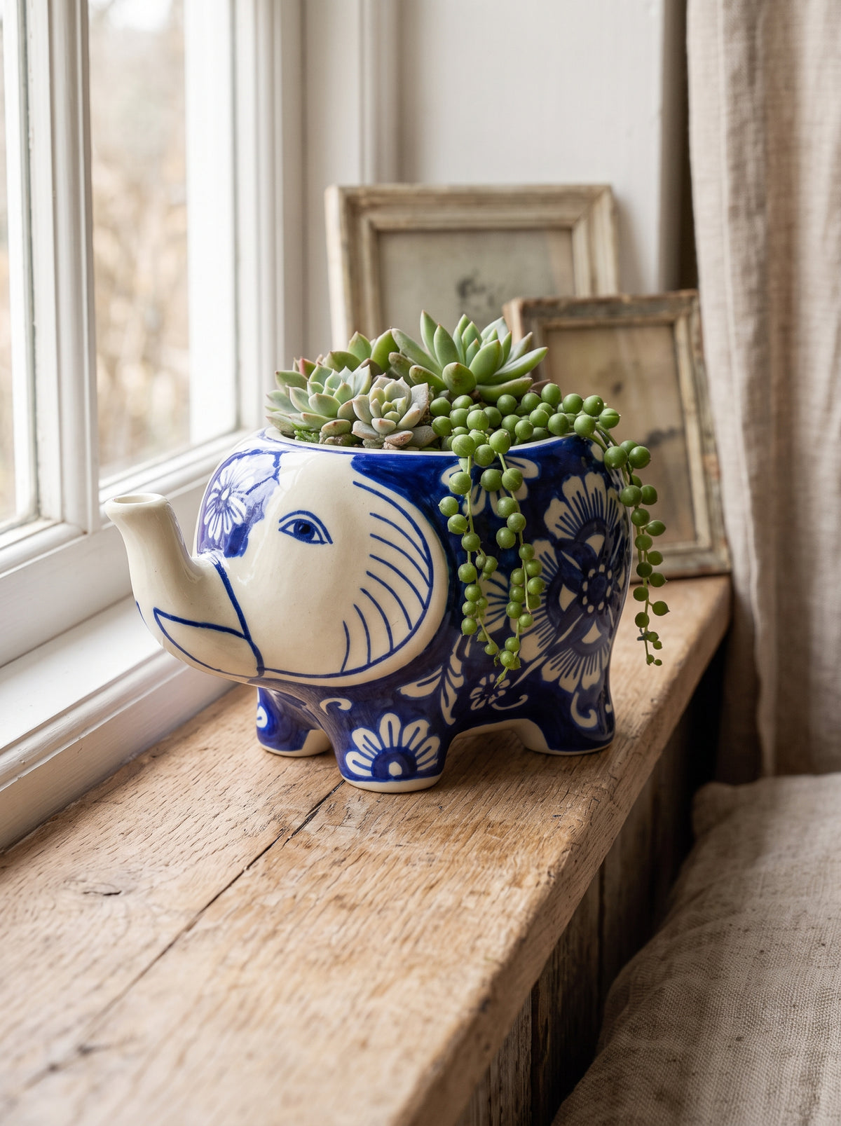 Jaipur Passion Flower Elephant Planter- Small
