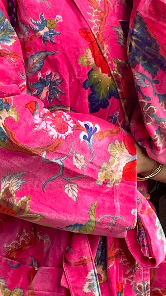 Luxe Velvet Kimono in Magenta