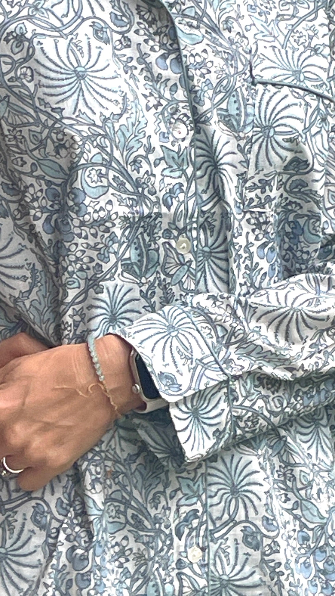 Quality Cotton Pyjamas in  Blue & White Printed Pattern