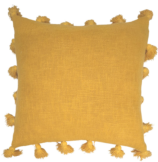 Mustard cushion with Tassels