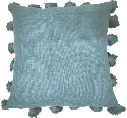 Blue Cushion with Tassels