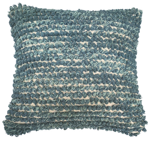 Blue lined tufted cushion cover 45x45 cm