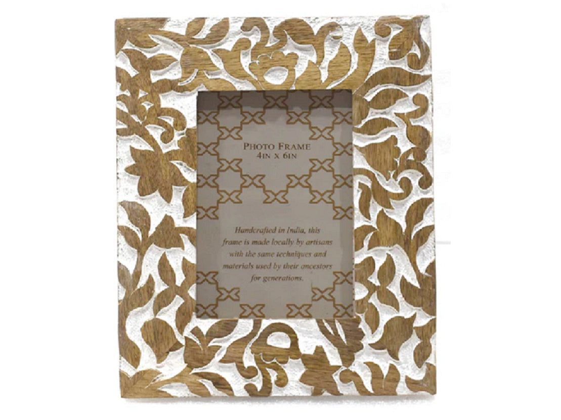 Whitewashed floral frame