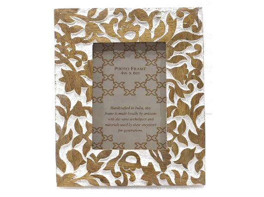 Whitewashed floral frame