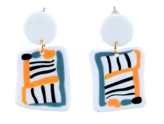 Acrylic geometric design earring