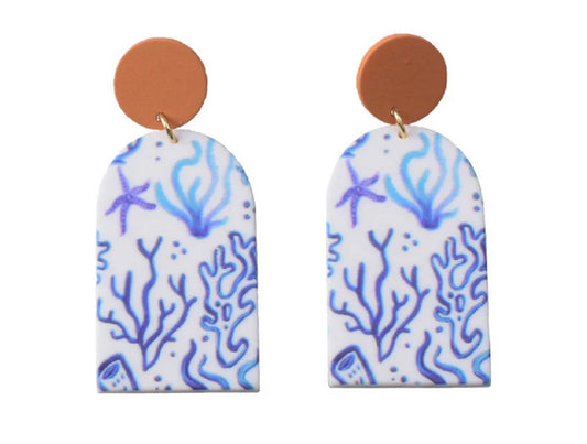 Blue/white resin earrings