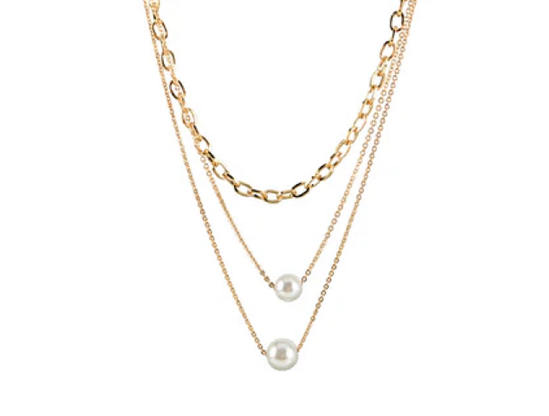 Double strand pearl necklace