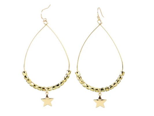Gold star earring gold beads
