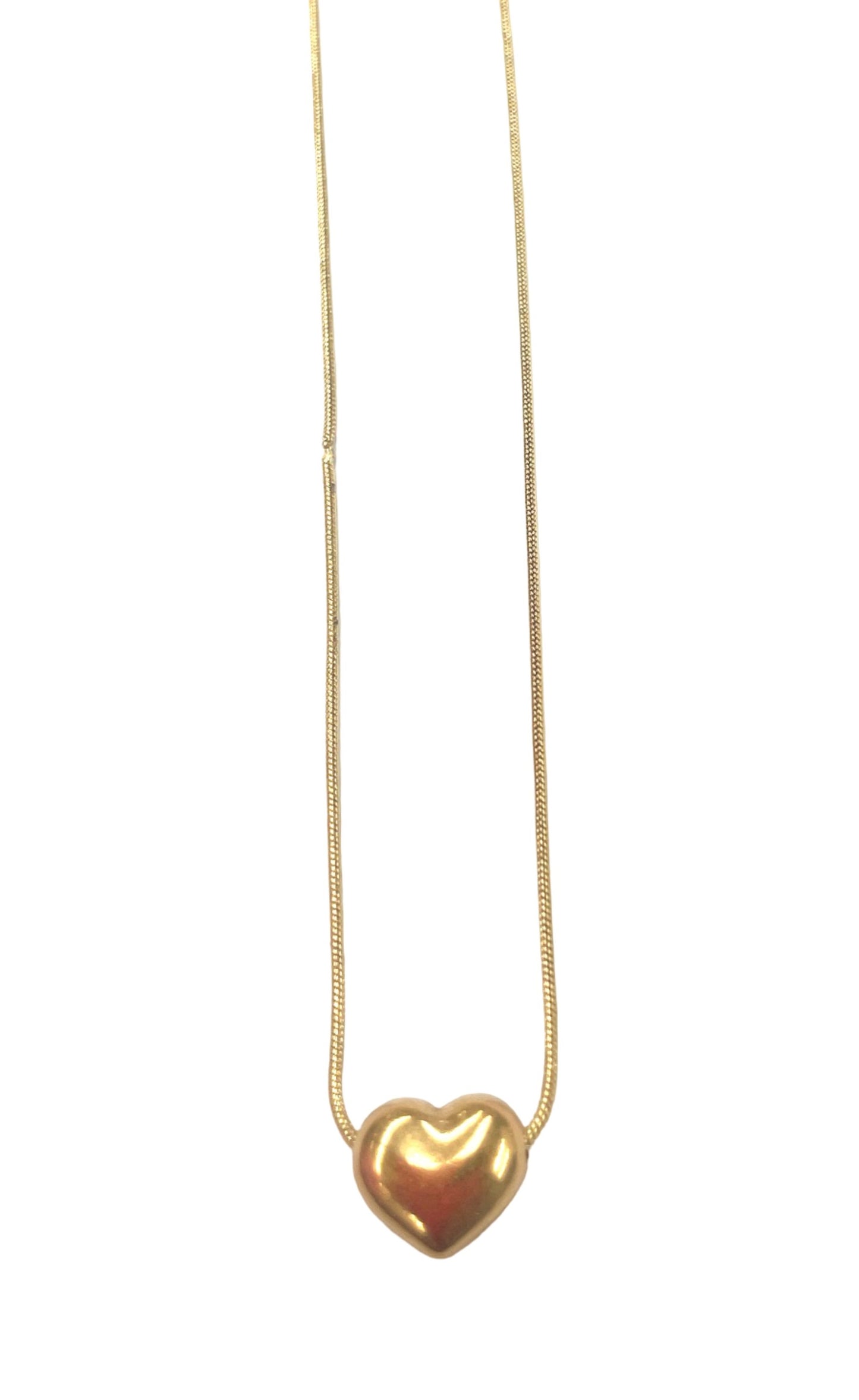 Minimalist Puffy Heart Gold Necklace