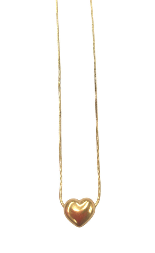 Minimalist Puffy Heart Gold Necklace