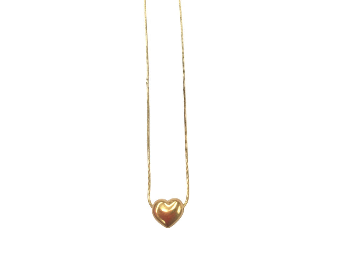 Minimalist Puffy Heart Gold Necklace