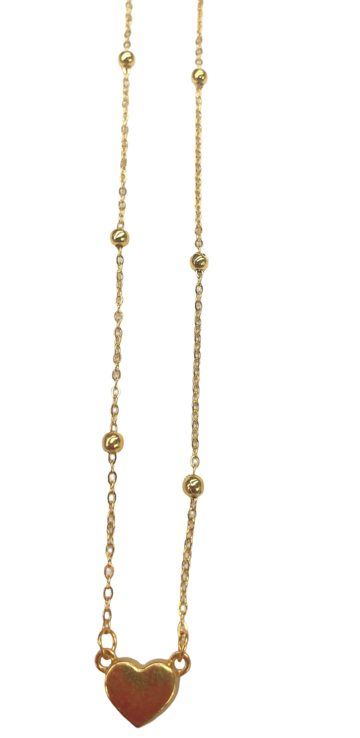 Dainty Heart & Satellite Bead Gold Necklace