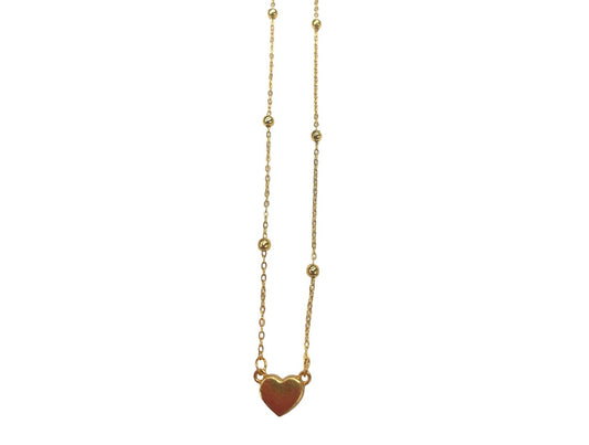 Dainty Heart & Satellite Bead Gold Necklace