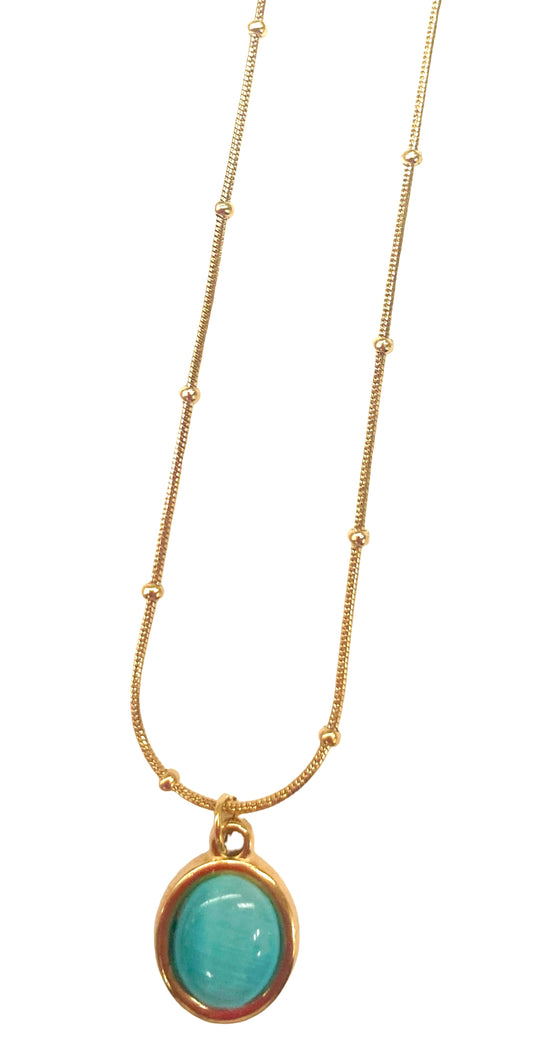 Bohemian Oval Turquoise Gold Necklace