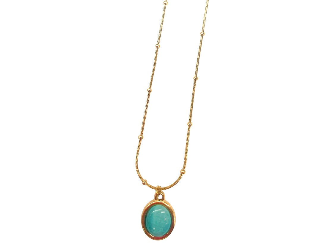 Bohemian Oval Turquoise Gold Necklace