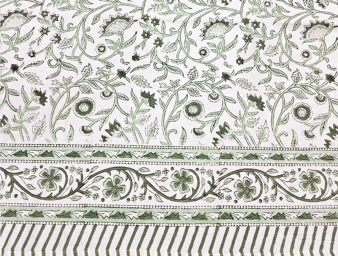 Milky Fern Traditional Block-Print Large Tablecloth
