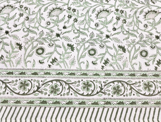 Milky Fern Traditional Block-Print Large Tablecloth