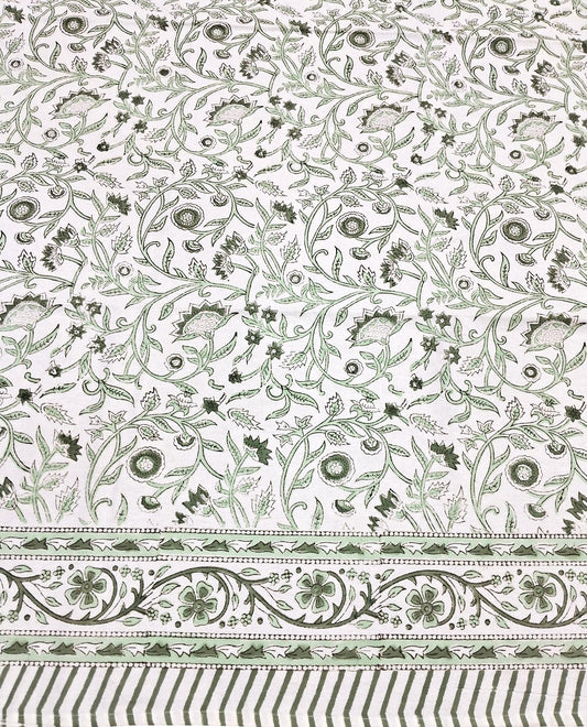 Milky Fern Traditional Block-Print Small Tablecloth